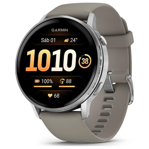 GARMIN VENU&reg; 4 PLATEADO CON CORREA DE SILICONA GRIS / SMARTWATCH 45MM
