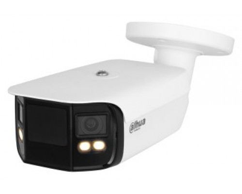 (DH-IPC-PFW5849P-A180-E2-ASTE-0360B) DAHUA CÁMARA IP BULLET PANORÁMICA TIOC DUO WDR WIZSENSE 2X4MP LED IR & LUZ CÁLIDA IP67 ALARMA SONIDO / LUZ AZUL&ROJA 3.6MM POE