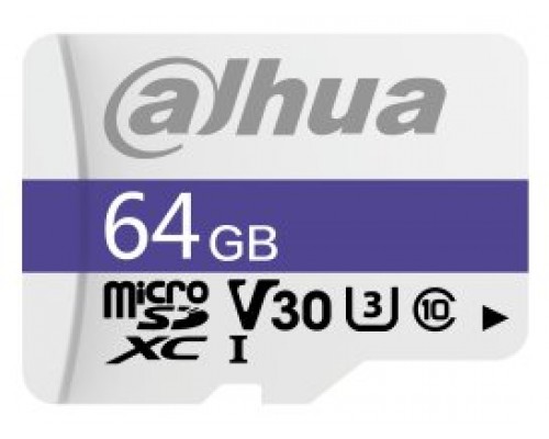 DAHUA MICROSD 64GB MICROSD CARD, READ SPEED UP TO 95 MB/S, WRITE SPEED UP TO 38 MB/S, SPEED CLASS C10, U3, V30, TBW 40TB (DHI-TF-C100/64GB)