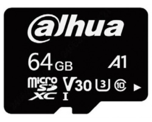 DAHUA MICROSD 64GB, ENTRY LEVEL VIDEO SURVEILLANCE MICROSD CARD, READ SPEED UP TO 100 MB/S, WRITE SPEED UP TO 40 MB/S, SPEED CLASS C10, U3, V30, A1 (DHI-TF-L100-64GB)