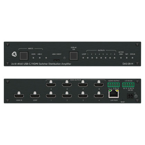 KRAMER AVSM 2X1:8 4K60 USB-C/HDMI SWITCHER DISTRIBUTION AMPLIFIER- DA3-28-H (10-00002890)-MR673 KRAMER AVSM 2X1:8 4K60 USB-C/HDMI SWITCHER DISTRIBUTION AMPLIFIER- DA3-28-H (10-00002890)