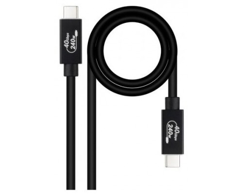 Cable USB 4 Gen 3x2 40Gbps 5A/240W, USB-C/M-USB-C/M, NEGRO 1M NANOCABLE