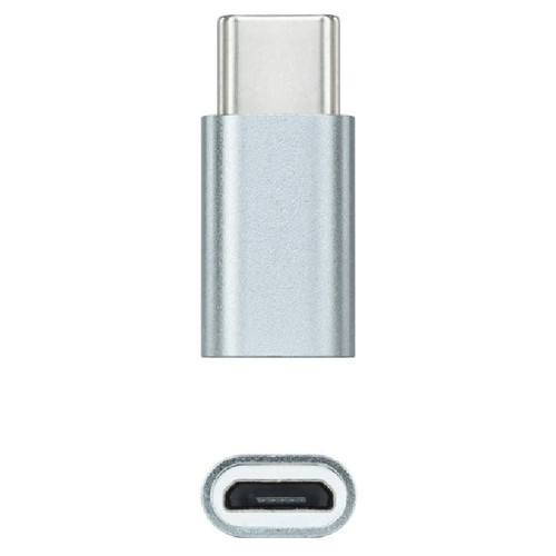 NANOCABLE Adaptador USB-C a Micro USB, USB-C/M-Micro B/H, Aluminio, Gris, USB C, Micro USB, Gris-SX0 NANOCABLE Adaptador USB-C a Micro USB, USB-C/M-Micro B/H, Aluminio, Gris, USB C, Micro USB, Gris