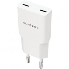 CARGADOR 2xUSB-C/PD 20W BLANCO NANOCABLE 10.10.2023