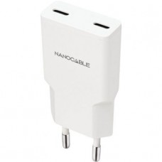 CARGADOR 2xUSB-C/PD 25W BLANCO NANOCABLE 10.10.2026