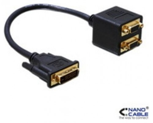 Nanocable 10.15.1950 adaptador de cable DVI 2x VGA Negro
