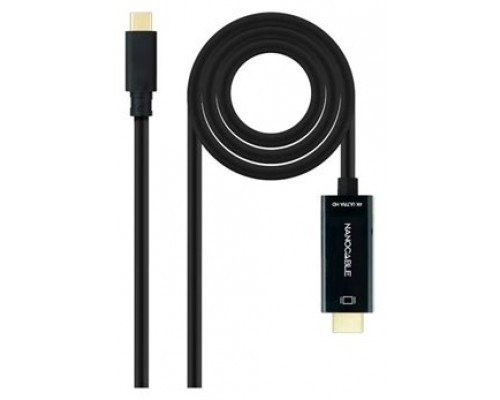 Nanocable Conversor USB-C/M-HDMI/M, Negro, 5 m