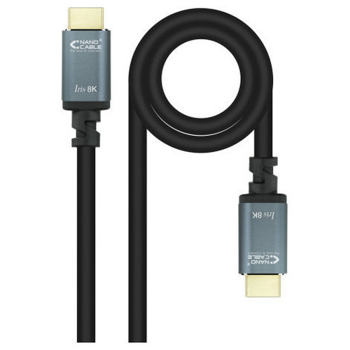 NANOCABLE Cable HDMI 2.1 IRIS 8K A/M-A/M, Negro, 1.5 m, 1,5 m, HDMI tipo A (Estandar), HDMI tipo A (Estandar), 3D, 48 Gbit/s, Negro