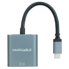 CONVERSOR USB-C A VGA, USB-C/M-VGA/H, ALUMINIO 0.1M GRIS NANOCABLE