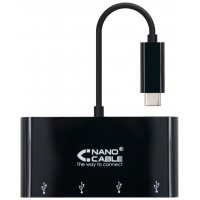 ADAPTADOR USB-C A 4XUSB 3.0 USB-C/M-USB 3.0/H, NEGRO 20CM