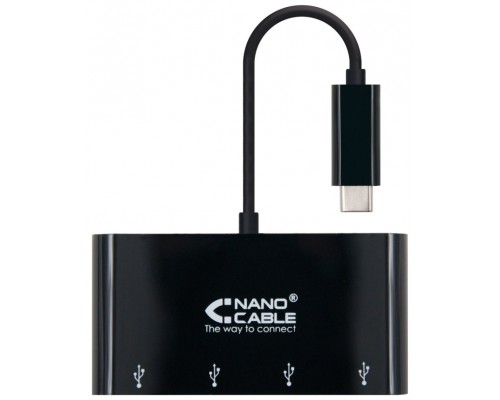 ADAPTADOR USB-C A 4XUSB 3.0 USB-C/M-USB 3.0/H, NEGRO 20CM