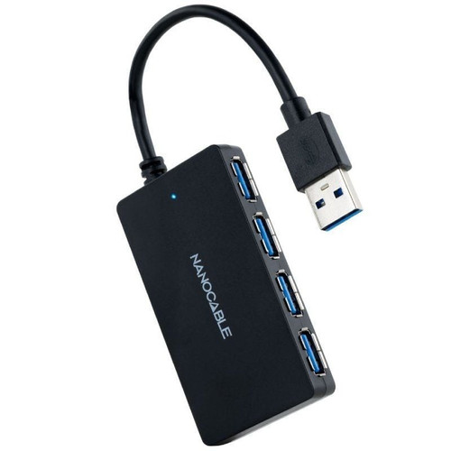 HUB USB 3.0 4xUSB3.0 USB-A/M-USB3.0/H NEGRO 15 CM