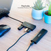 HUB USB 3.0 4xUSB3.0 USB-A/M-USB3.0/H NEGRO 15 CM