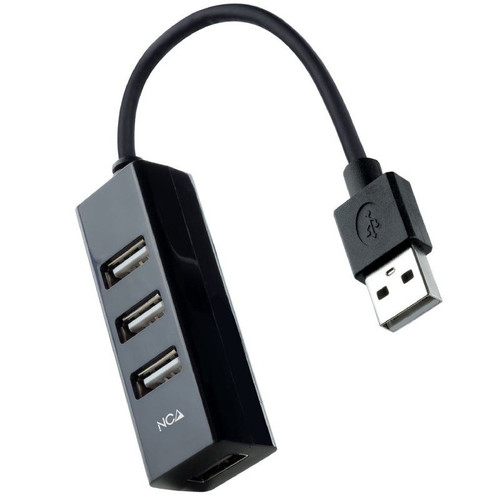 HUB USB 2.0 4xUSB2.0 USB-A/M-USB2.0/H NEGRO 15 CM