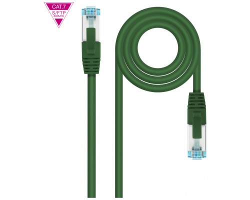 CABLE DE RED LATIGUILLO 600MHZ LSZH SFTP PIMF CAT7 AWG26 0.25 M VERDE NANOCABLE (Espera 4 dias)