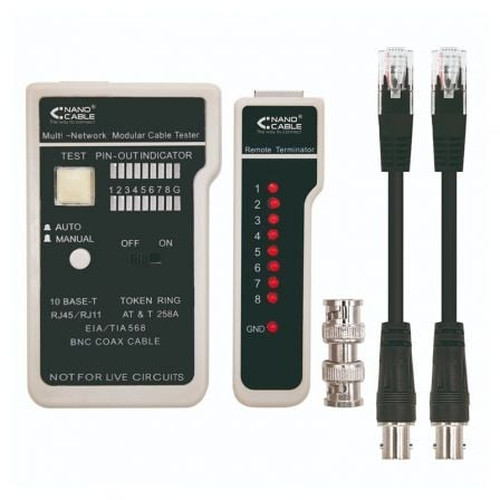 Nanocable Testeador cable RJ11/RJ12/RJ45, coaxial-IA3 Nanocable Testeador cable RJ11/RJ12/RJ45, coaxial