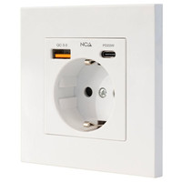 BASE ENCHUFE PARED TIPO SCHUKO CON 2 TOMAS USB MAX