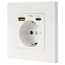 BASE ENCHUFE PARED TIPO SCHUKO CON 2 TOMAS USB MAX