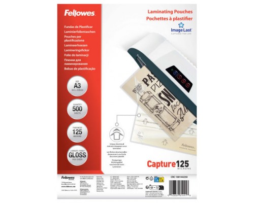 PACK 500 FUNDAS PLASTIFICAR 125 MICRAS BRILLO A3 (303X426 MM) FELLOWES 100144250 (Espera 4 dias)