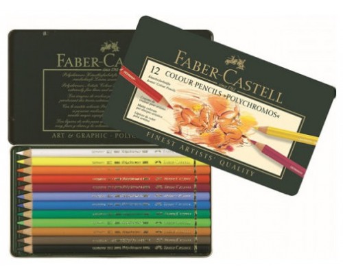 ESTUCHE DE METAL POLYCHROMOS CON 12 LAPICES DE COLORES SURTIDOS FABER CASTELL 110012 (Espera 4 dias)