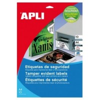 PAQUETE 10 HOJAS A4 ETIQUETAS DE SEGURIDAD POLIESTER PLATA 45,7 X 21,2MM APLI 11272 (Espera 4 dias)