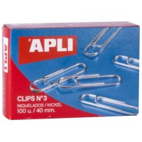 APLI CLIPS NIQUELADOS Nº 3 - 40MM CAJA DE 100