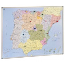 MAPA DE ESPAÑA Y PORTUGAL MAGNETICO 103X129 CM. MARCO ALUMINIO FAIBO 153T (Espera 4 dias)