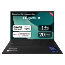 LG 17Z90T-G.AA78B ordenador portatil Intel Core Ultra 7 255H Portátil 43,2 cm (17") WQXGA 16 GB LPDDR5x-SDRAM 1 TB Unidad de disco duro Wi-Fi 7 (802.11be) Windows 11 Home Negro