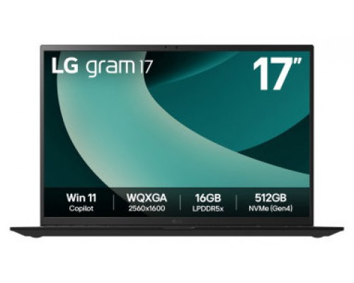 LG Gram 17Z90T Intel Core Ultra 7 255H Portátil 43,2 cm (17") WQXGA 32 GB LPDDR5x-SDRAM 1 TB SSD Wi-Fi 7 (802.11be) Windows 11 Home Español Negro