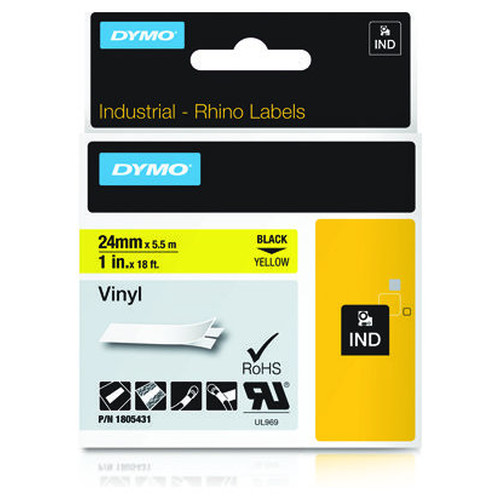 DYMO RHINO Cinta ID1-24 Negro/amarillo vinilo