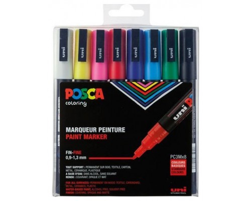 ESTUCHE 8 UDS. PC-3M BASIC POSCA UNIBALL 182634670 (Espera 4 dias)