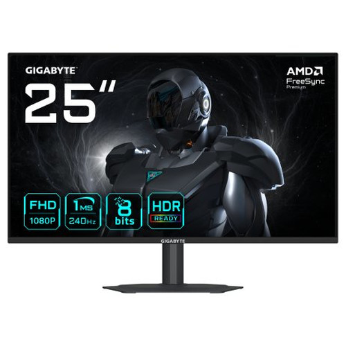 MONITOR GIGABYTE 25" G25F2A,SS IPS,1920X1080(FHD),0.09PP,1000:1,1MS,240HZ,2HDMI+1DP,ALTAVOCES,REGULABLE ALTURA