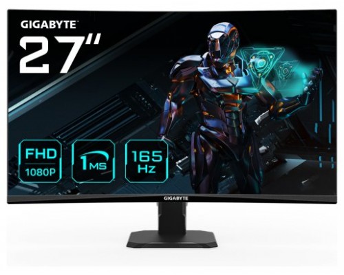 GIGABYTE Monitor de juego GS27F 27" FHD - 1920 x 1080 (FHD), 165Hz, 1ms, 300 cd/m², FreeSync Premium, compatible con HDR, HDMI 2.0, DisplayPort 1.4