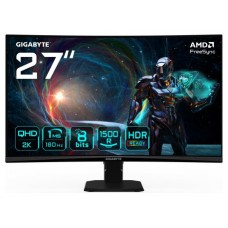 GIGABYTE GS27QCA 27" Monitor Curvo para Gaming QHD - 2560 x 1440, 180Hz, 1ms, 250 cd/m², FreeSync, HDR Ready, HDMI 2.0, DisplayPort 1.4