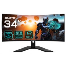 GIGABYTE GS34WQC 34" Monitor de juegos curvo WQHD - 3440 x 1440 (WQHD), 300Hz, 1ms, 250 cd/m², FreeSync Premium, preparado para HDR, HDMI 2.0, DisplayPort 1.4