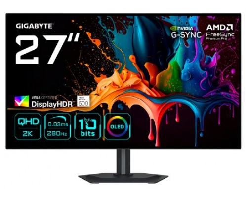GIGABYTE MO27Q28G Monitor Gaming OLED 27" QHD - 2560 x 1440, 280Hz, 0,03ms, 335 cd/m&sup2;, Display HDR True Black 500, HDMI 2.1, DisplayPort 1.4