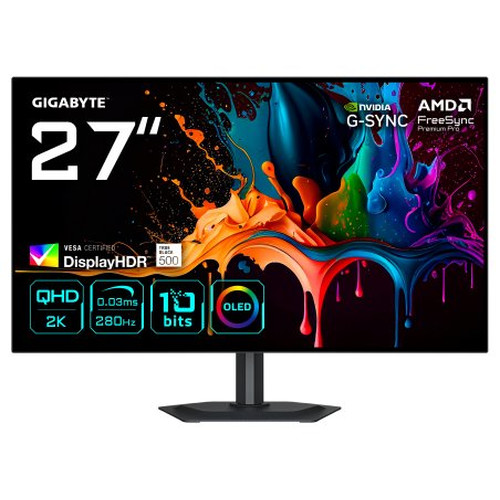 GIGABYTE MO27Q28G Monitor Gaming OLED 27" QHD - 2560 x 1440, 280Hz, 0,03ms, 335 cd/m², Display HDR True Black 500, HDMI 2.1, DisplayPort 1.4-MR91 GIGABYTE MO27Q28G Monitor Gaming OLED 27" QHD - 2560 x 1440, 280Hz, 0,03ms, 335 cd/m², Display HDR True Black 500, HDMI 2.1, DisplayPort 1.4
