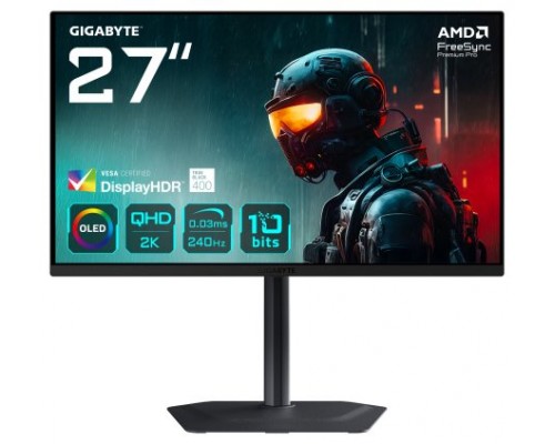 GIGABYTE MO27Q2 27" Monitor Gaming OLED QHD - 2560 x 1440, 240Hz, 0.03ms, 250 cd/m², Display HDR True Black 400, HDMI 2.1, DisplayPort 1.4