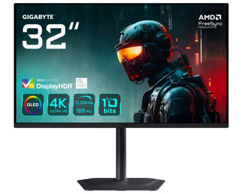 GIGABYTE MO32U 31,5" Monitor Gaming OLED 4K UHD - 3840 x 2160, 165Hz, 0.03ms, 250 cd/m², Display HDR True Black 400, HDMI 2.1, DisplayPort 1.4