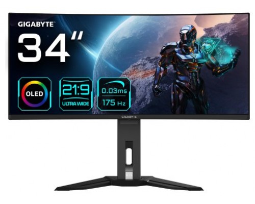 Gigabyte MO34WQC pantalla para PC 86,4 cm (34") 3440 x 1440 Pixeles Wide Quad HD OLED Negro