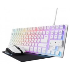 KIT GAMING GXT 794W TECLADO WIRED + RATON WIRELESS + ALFOMBRILLA BLANCO TRUST (Espera 4 dias)