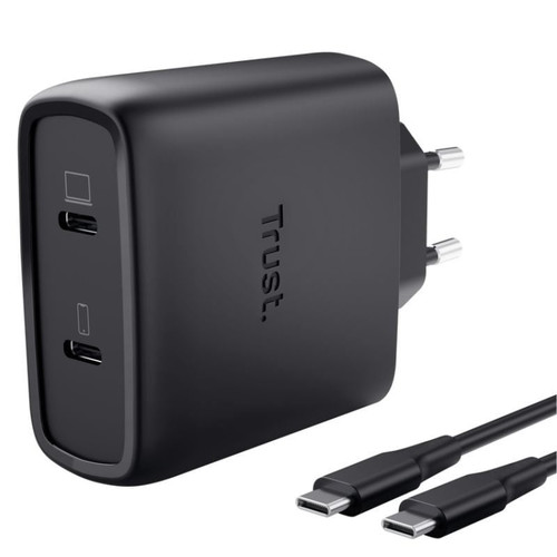 CARGADOR PARED/VIAJE 2xUSB-C 65W MAXO NEGRO TRUST (Espera 4 dias)-SX7 CARGADOR PARED/VIAJE 2xUSB-C 65W MAXO NEGRO TRUST (Espera 4 dias)