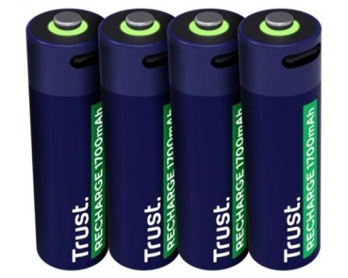 Pila Recargable Trust Usb-c Aa 1700 Mah Pack De Cuatro