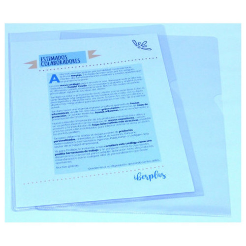 CAJA 30 DOSSIER FORMATO FOLIO  "L" C/U&Ntilde;ERO PVC CRISTAL 300 MICRAS IBERPLAS 25730 (Espera 4 dias)