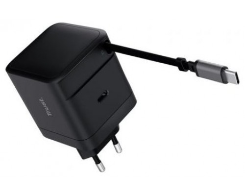 CARGADOR PARED/VIAJE USB-C 65W + CABLE USB-C RETRACTIL MAXO NEGRO TRUST (Espera 4 dias)