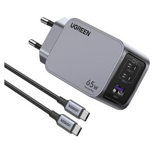 Ugreen 25871 cargador de dispositivo m&oacute;vil Universal Gris Corriente alterna Carga r&aacute;pida Interior (Espera 4 dias)