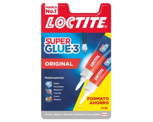 LOCTITE SUPERGLUE-3 ORIGINAL DUO 2X3 BL 3GR+3GR LOCTITE 2640781 (Espera 4 dias)