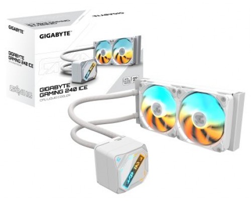 GIGABYTE GAMING 240 ICE Refrigeración Líquida para CPU - 2x120mm Ventiladores ARGB, mecanismo de enclavamiento deslizante, DAISY-CHAIN, Compatible con Intel LGA 1851 y AMD AM5