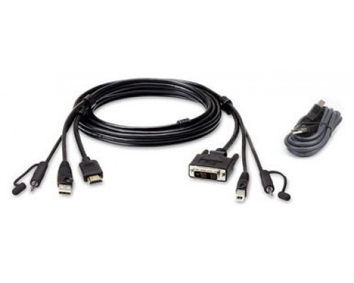 Aten 2L-7D02DHX2 cable para video, teclado y ratón (kvm) 1,8 m Negro
