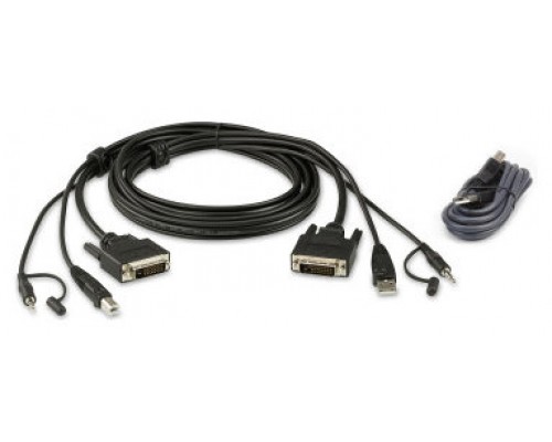 Aten 2L-7D02UDX2 cable para video, teclado y ratón (kvm) 1,8 m Negro